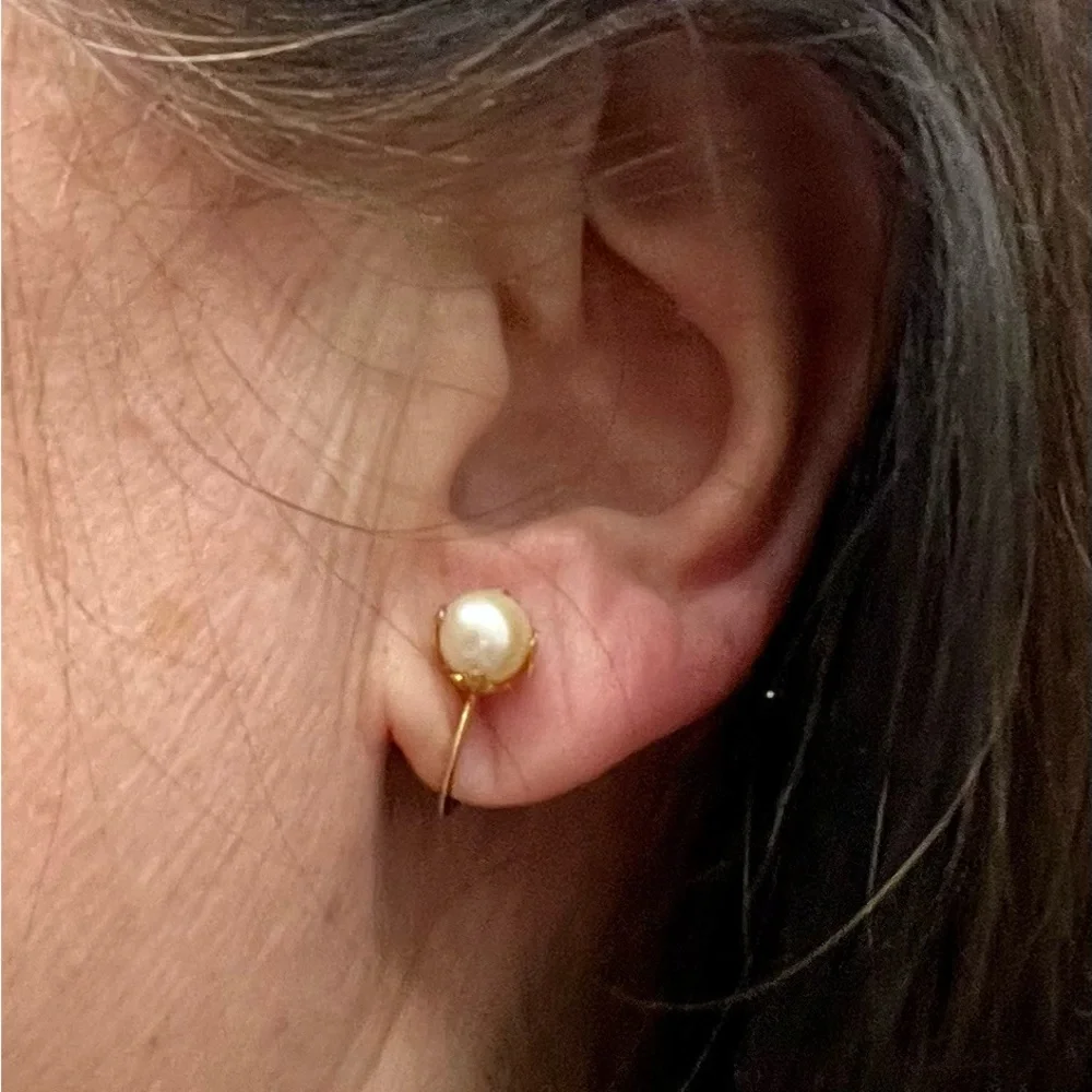 10K Gold Pearl Earrings - Picture 10 of 16